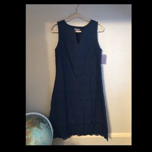 Laura Scott eyelet navy dress
